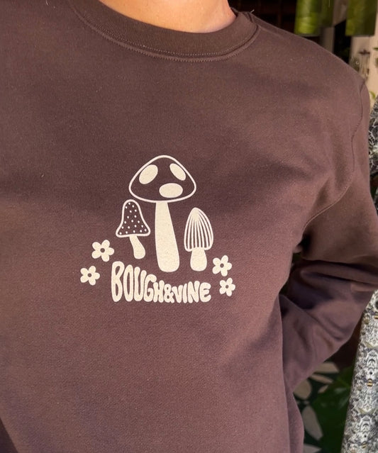 Mushroom Print Crewneck Sweatshirt
