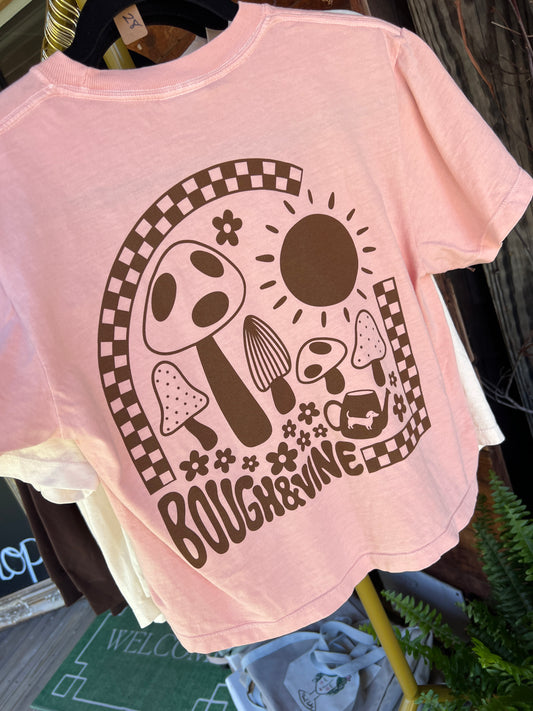 Mushroom Print Crop Tee