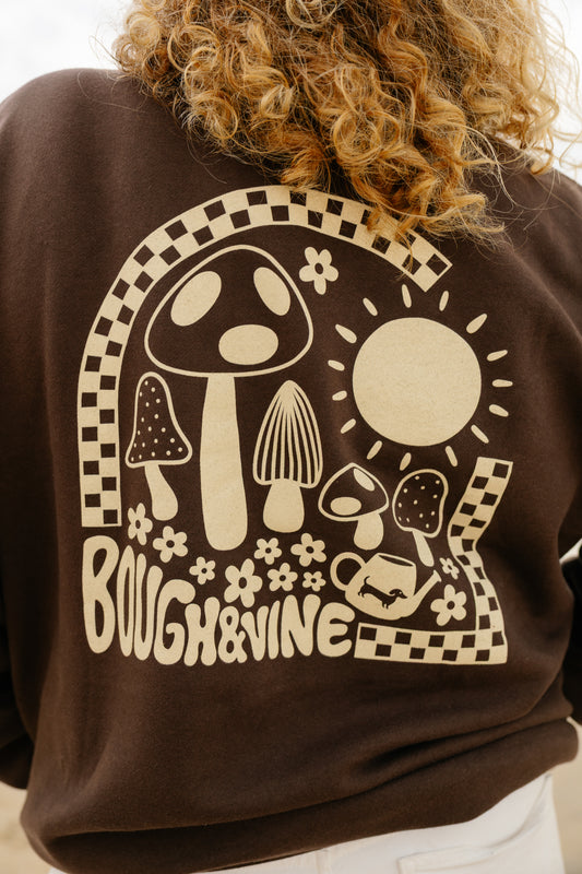 Mushroom Print Crewneck Sweatshirt