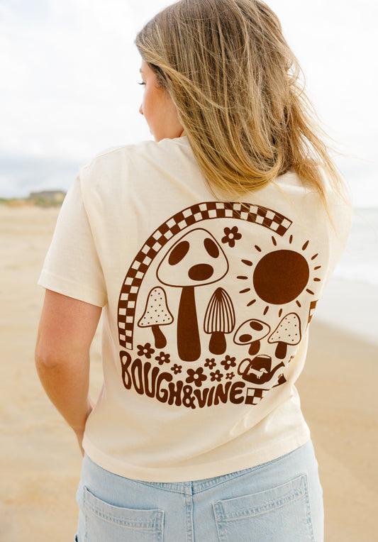 Mushroom Print Crop Tee